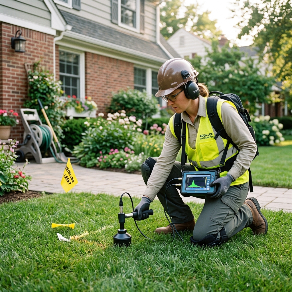 Technician using non-invasive moisture sensor and electronic leak locator